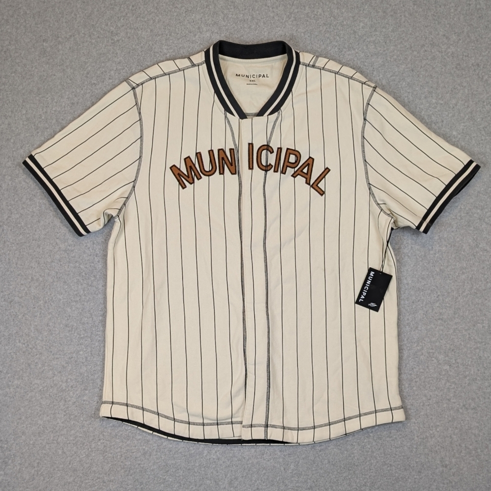 Municipal Sport Batting Practice Jersey Men's 2XL Off White Shirt Dugout Stripe
